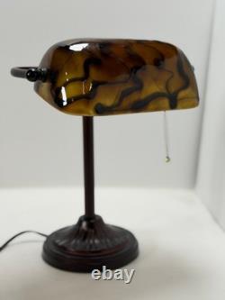 Vintage Table Lamp with Swirled Glass Shade Home Decor Used Condition