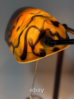 Vintage Table Lamp with Swirled Glass Shade Home Decor Used Condition