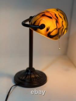 Vintage Table Lamp with Swirled Glass Shade Home Decor Used Condition