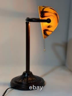 Vintage Table Lamp with Swirled Glass Shade Home Decor Used Condition