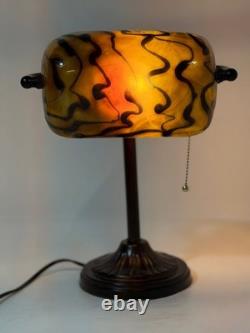Vintage Table Lamp with Swirled Glass Shade Home Decor Used Condition