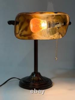 Vintage Table Lamp with Swirled Glass Shade Home Decor Used Condition
