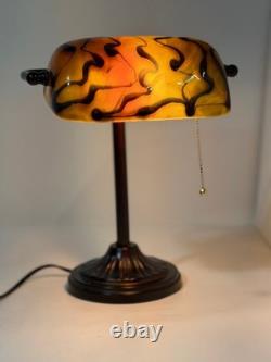 Vintage Table Lamp with Swirled Glass Shade Home Decor Used Condition
