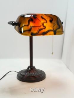 Vintage Table Lamp with Swirled Glass Shade Home Decor Used Condition