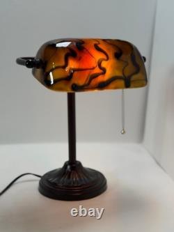 Vintage Table Lamp with Swirled Glass Shade Home Decor Used Condition