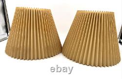 Vintage Tan Pleated Accordion Fabric Lamp Shade 8 Tall Set Of 2
