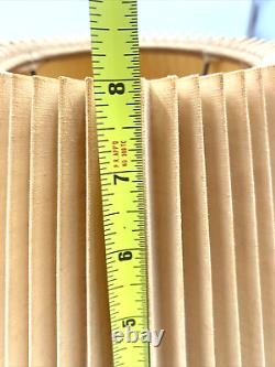 Vintage Tan Pleated Accordion Fabric Lamp Shade 8 Tall Set Of 2