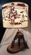 Vintage Tandy Leather Rancho Saddle Lamp Withcattle Round Up Plastic Lamp Shade