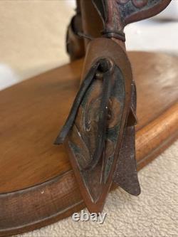 Vintage Tandy Leather RANCHO Saddle Lamp withCattle Round Up Plastic Lamp Shade