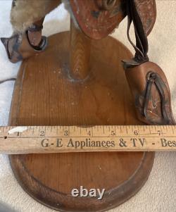 Vintage Tandy Leather RANCHO Saddle Lamp withCattle Round Up Plastic Lamp Shade