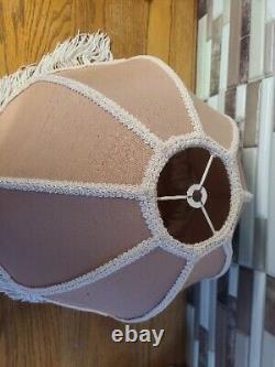 Vintage Tassles Rope Lined Lamp Shade Pink / Beige Tall Large 16w 15t