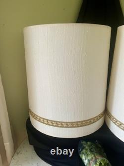 Vintage Textured Drum Barrel Lamp Shade Ivory Tall Beautiful 16 by 18