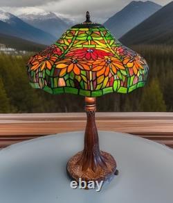 Vintage Tiffany Meyda Glass Shade With Dual Socket Lamp Base 25