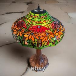 Vintage Tiffany Meyda Glass Shade With Dual Socket Lamp Base 25
