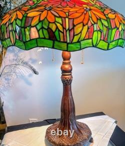 Vintage Tiffany Meyda Glass Shade With Dual Socket Lamp Base 25