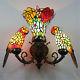 Vintage Tiffany Stained Glass Double Parrots Shades Wall Lamp Fixture Lighting