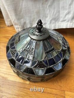 Vintage Tiffany Stye Lamp Shade Getric Looking Lots Of Colors 4.5 X 8.5