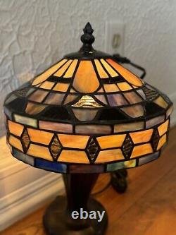 Vintage Tiffany Stye Lamp Shade Getric Looking Lots Of Colors 4.5 X 8.5