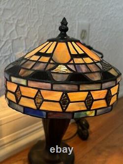 Vintage Tiffany Stye Lamp Shade Getric Looking Lots Of Colors 4.5 X 8.5