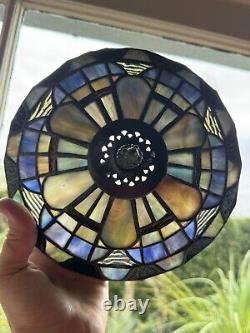 Vintage Tiffany Stye Lamp Shade Getric Looking Lots Of Colors 4.5 X 8.5