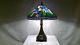 Vintage Tiffany-style 16d Iris Stained Glass Shade On Detailed Metal Base Lamp