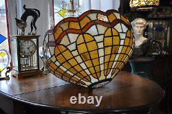 Vintage Tiffany Style 20 Leaded Slag Glass Stained Glass Large Lamp Shade