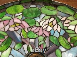 Vintage Tiffany Style 20 Stained Glass Lamp Shade Lotus Water Lilies