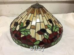 Vintage Tiffany Style Floral Pattern Stained Glass Large 24 w Lamp Shade