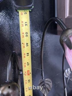 Vintage Tiffany Style Girl On Swing Lamp 3 Arm Frosted Glass Pink Tulip Shades