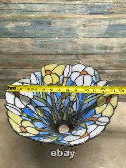 Vintage Tiffany- Style Handmade Stained Glass Flower Lamp Shade