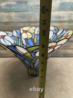Vintage Tiffany- Style Handmade Stained Glass Flower Lamp Shade