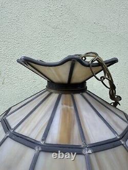 Vintage Tiffany Style Hanging Ceiling Lamp Shade with Bulb Stained Glass 16 D BRN