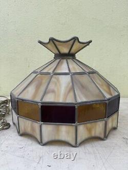 Vintage Tiffany Style Hanging Ceiling Lamp Shade with Bulb Stained Glass 16 D BRN