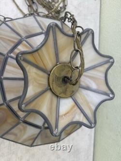 Vintage Tiffany Style Hanging Ceiling Lamp Shade with Bulb Stained Glass 16 D BRN