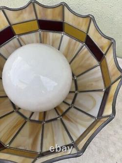 Vintage Tiffany Style Hanging Ceiling Lamp Shade with Bulb Stained Glass 16 D BRN