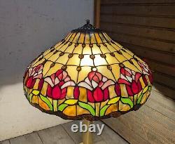 Vintage Tiffany Style Jeweled Floral Stained Glass Lamp Shade A Flower