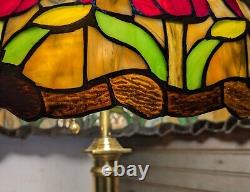 Vintage Tiffany Style Jeweled Floral Stained Glass Lamp Shade A Flower