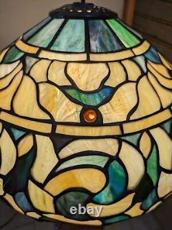 Vintage Tiffany Style Jeweled Stained Glass Lamp Shade K36