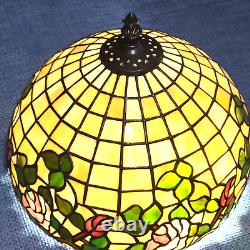 Vintage Tiffany Style Lampshade Slag Glass Beige Purple Green 11 inches