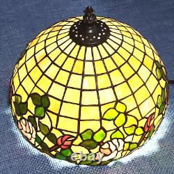 Vintage Tiffany Style Lampshade Slag Glass Beige Purple Green 11 inches