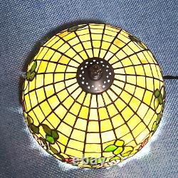 Vintage Tiffany Style Lampshade Slag Glass Beige Purple Green 11 inches