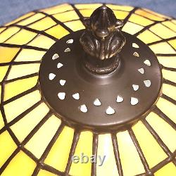 Vintage Tiffany Style Lampshade Slag Glass Beige Purple Green 11 inches