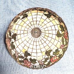 Vintage Tiffany Style Lampshade Slag Glass Beige Purple Green 11 inches