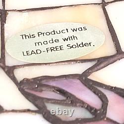 Vintage Tiffany Style Lampshade Slag Glass Beige Purple Green 11 inches