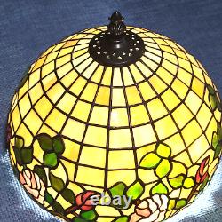 Vintage Tiffany Style Lampshade Slag Glass Beige purple green 11 inches