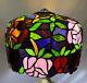 Vintage Tiffany Style Leaded Slag Stained Glass Lamp Shade 12d Roses Floor