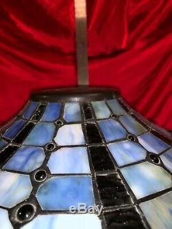 Vintage Tiffany Style Leaded Stained Glass Floral Lamp Shade Floral Flowers