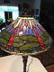 Vintage Tiffany Style Leaded / Stained Glass Mosaic Lampshade With Dragonflies