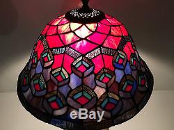 Vintage Tiffany Style Leaded Stained Glass Table Lamp Shade Home Decor WORKS