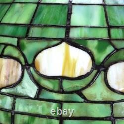 Vintage Tiffany Style Leaded Stained Glass Table Lamp With Acorn Shade 20thC